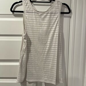 Lululemon All Tied Up Tank, White Striped, tie back, Size 4